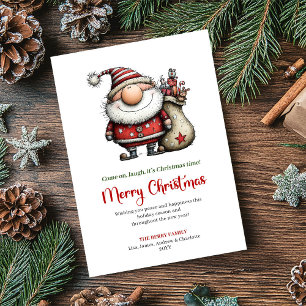Lustige handgezeichnete Weihnachtsmann-Launische F Feiertagskarte