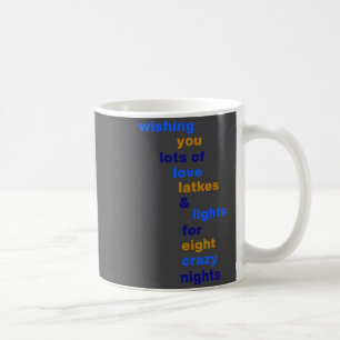Lustige Hanukkah-Liebe-Latkes-Lichter in Blau  Kaffeetasse