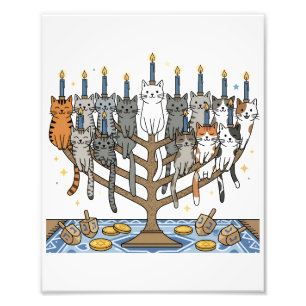 Lustige Hanukkah Meowzel Katzen Menorah Fotodruck