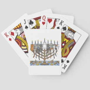 Lustige Hanukkah Meowzel Katzen Menorah Spielkarten