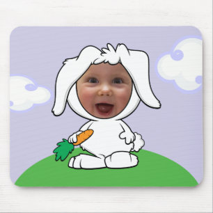 Lustige Häschen-Kaninchen-Foto-Gesichts-Schablone Mousepad