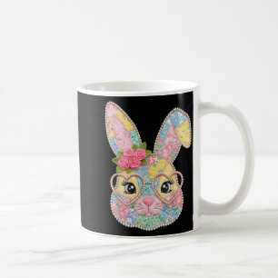 Lustige Hasengesicht-Brille florale Patchwork-Kani Kaffeetasse