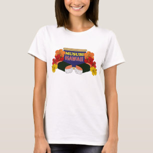 Lustige Hawaiian Musubi und Hibiskusblüten T-Shirt