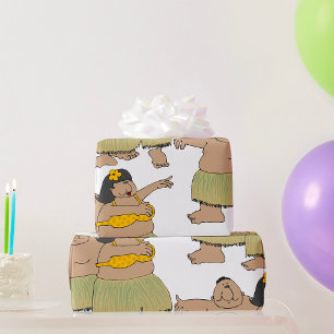 Lustige hawaiianische Hula-Tänzer Cartoon Geschenkpapier