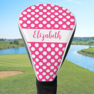 Lustige heiße rosa Punkte mit individuellem Namen Golf Headcover