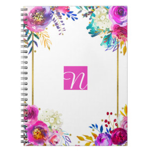 Lustige helle, fette Wasserfarbe Floral Farbspritz Notizblock
