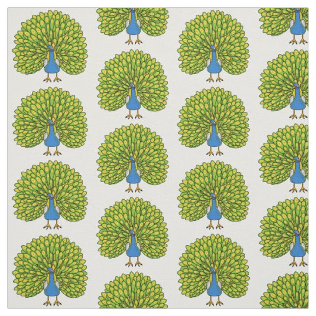 Lustige, helle Pfauenillustration Stoff (Muster)