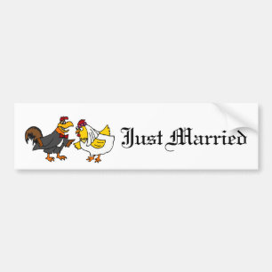 Lustige Henne-Braut-und Hahn-Bräutigam-Hochzeit Autoaufkleber