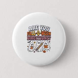 Lustige Herbst Halloween Lehrer Geist Anweisungen Button
