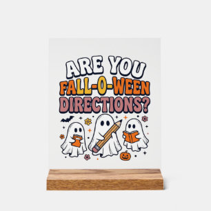 Lustige Herbst-Halloween-Lehrer-Geist-Richtungen-S Acrylschild