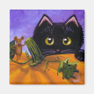 Lustige Herbst Schwarzkatze Maus Kürbis Creationar Magnet