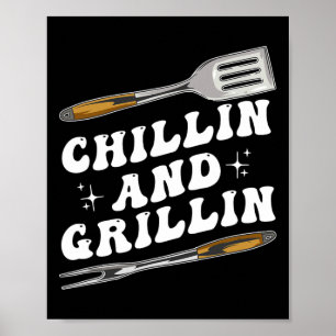 Lustige Herren BBQ Chillen Und Grillen Poster