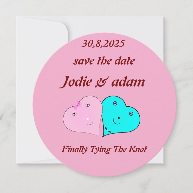 lustige Herz und Herz Save The Date (Vorderseite)