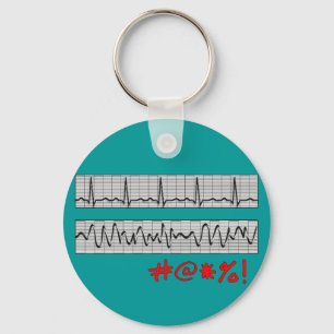 Lustige Herzrhythmus-Streifen-Geschenke Schlüsselanhänger