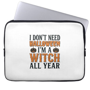 Lustige Hexe das ganze Jahr Halloween-Typografie-D Laptopschutzhülle