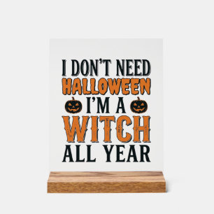 Lustige Hexe ganzjährig Halloween-Typografie-Desig Acrylschild