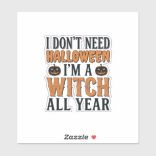 Lustige Hexe ganzjährig Halloween-Typografie-Desig Aufkleber