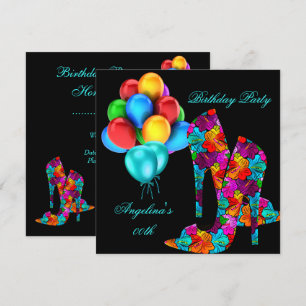 Lustige High Heel Schuhe Geburtstagsfeier Ballons Einladung