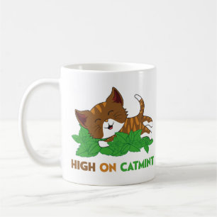 Lustige High On Nepeta Katzenminze Cartoon-Katzen- Kaffeetasse