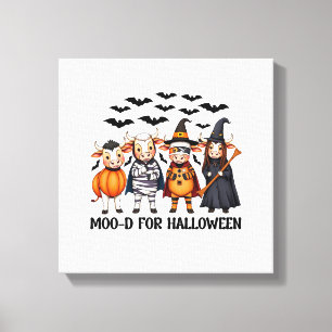 Lustige Highland-Kuh-Laune für Halloween Leinwanddruck