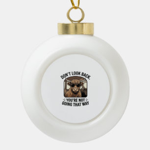Lustige Highland-Kuh nicht zurückschauen Retro Keramik Kugel-Ornament