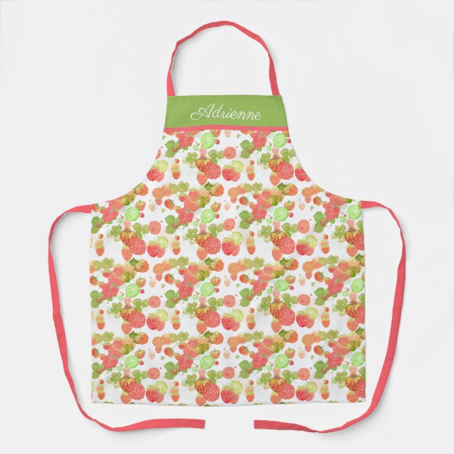 Lustige Himbeeren Pink und Green Personalisiert Schürze (Vorderseite)