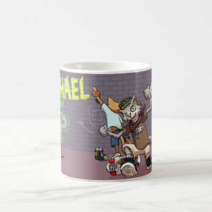 Lustige Hinterhofkatzen fügen den Namen Skateboard Kaffeetasse