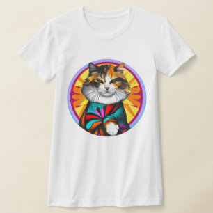 Lustige Hippie-Katze T-Shirt