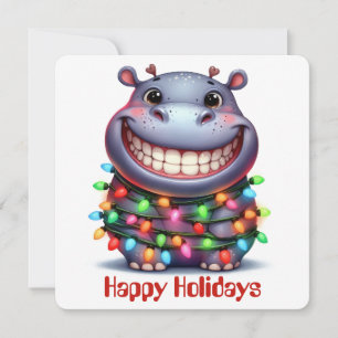 Lustige Hippo-Weihnachtsgrußkarte Feiertagskarte