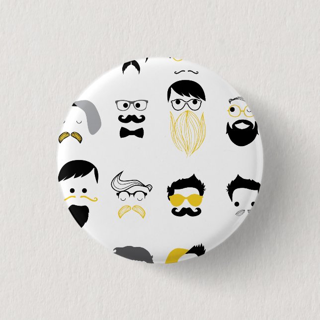 Lustige Hipster-Gesichter Button (Vorderseite)