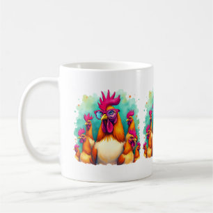 Lustige Hipster-Hahn-Retro-Pop-Art-Illustration Kaffeetasse
