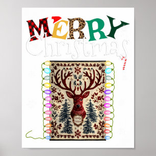Lustige Hirsch-Schneeflocken-Weihnachtslichter Ret Poster