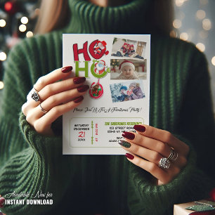 Lustige HO HO HO Retro-Weihnachtsfeier Familienfot Einladung