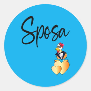 Lustige Hochzeit Bräutigam Huhn Italienische Sposa Runder Aufkleber