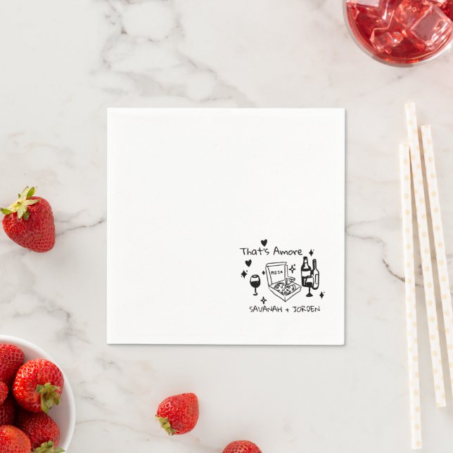 Lustige Hochzeit, verspielte Schrift & italienisch Serviette (Beispiel)