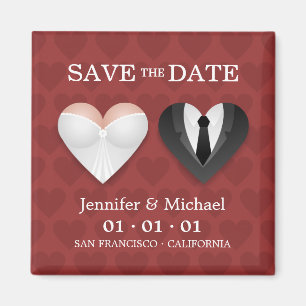 Lustige Hochzeits-Herzen - Save the Date Magnet