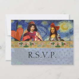 Lustige Hochzeits-RSVP Barock Verschnörkelt Figürl RSVP Karte