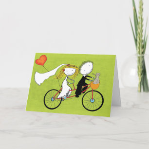 Lustige Hochzeitseinladung für Radfahrer und Katze Einladung