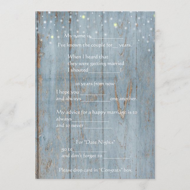 Lustige Hochzeitsratschläge, Rustikales Holz, Maßg Programm (Vorderseite)