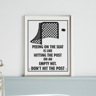 Lustige Hockey-Badezimmer-Toilettensitz-Beschriftu Poster