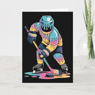 Lustige Hockey-Eiscreme-Tropf-Jungen-Jugend-Hockey Karte
