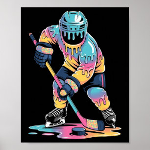 Lustige Hockey-Eiscreme-Tropf-Jungen-Jugend-Hockey Poster