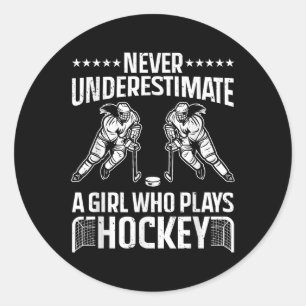 Lustige Hockey-Kunst für Mädchen Frauen Feldhockey Runder Aufkleber