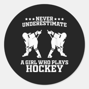 Lustige Hockey-Kunst für Mädchen Frauen Feldhockey Runder Aufkleber