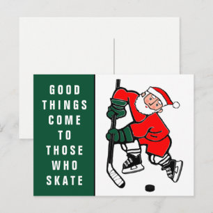 Lustige Hockey-Weihnachtsferien-Weihnachtskarte Feiertagspostkarte