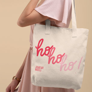 Lustige Hohoho Joyeux Noel Rote Pinke Typografie Tragetasche