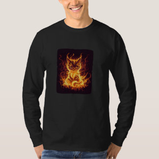 Lustige Höllenkatze mit Flammen und Feuer-Outfit T-Shirt