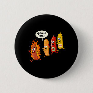 Lustige Hotdog-Gruppenumarmung Wurst Brötchen Chup Button
