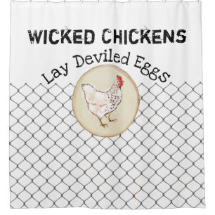 Lustige Huhn-Ei-Neuheits-rustikales schäbiges Duschvorhang