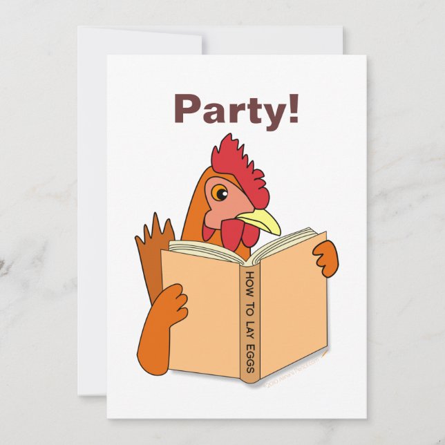 Lustige Huhn-Lesebuch-Cartoon-Henne Einladung (Vorderseite)